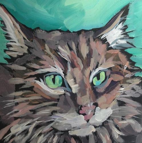 "Green Eyed Cat" original fine art by Kat Corrigan "Green Eyed Cat" original fine art by Kat Corrigan