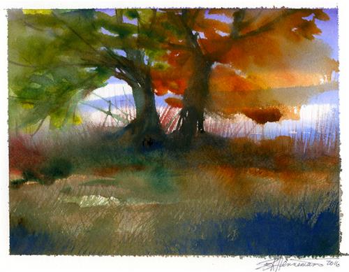"Two Trees" original fine art by Eileen Hennemann "Two Trees" original fine art by Eileen Hennemann