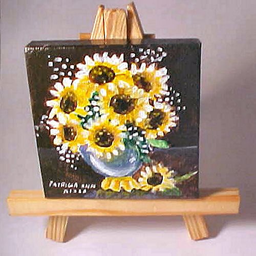 "Sunflower Mini with Easel" original fine art by Patricia Ann Rizzo "Sunflower Mini with Easel" original fine art by Patricia Ann Rizzo