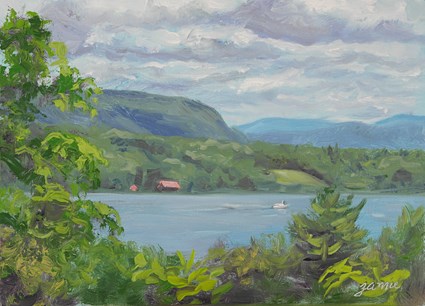 "Little Red Boathouse on the Hudson" original fine art by Jamie Williams Grossman "Little Red Boathouse on the Hudson" original fine art by Jamie Williams Grossman