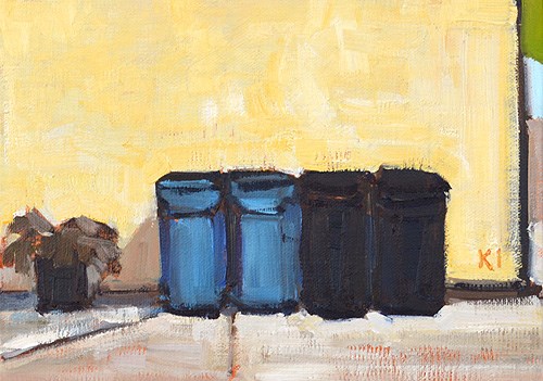 "Trash Cans, Mission Hills" original fine art by Kevin Inman "Trash Cans, Mission Hills" original fine art by Kevin Inman