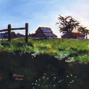 "Barns at sunset" original fine art by Mariko Irie "Barns at sunset" original fine art by Mariko Irie