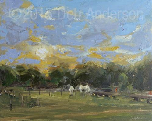 "Plein air oil painting: Evening at Wagner Farm" original fine art by Deb Anderson "Plein air oil painting: Evening at Wagner Farm" original fine art by Deb Anderson