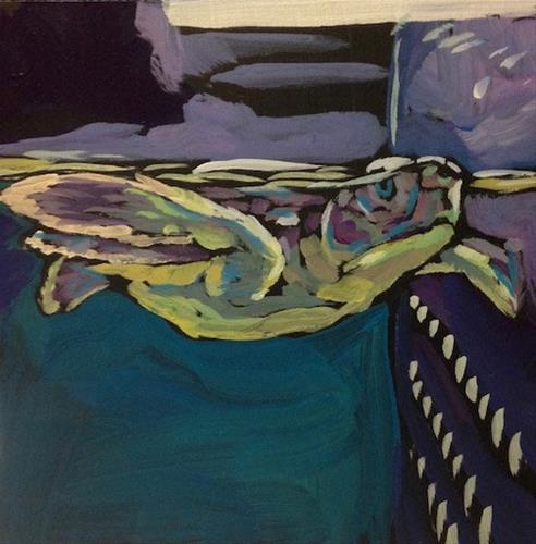 "March 30, Baby Sea Turtle" original fine art by Kat Corrigan "March 30, Baby Sea Turtle" original fine art by Kat Corrigan