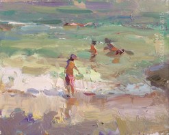 "Seascape Plein air Turquoise water and Light Moves" original fine art by Roos Schuring "Seascape Plein air Turquoise water and Light Moves" original fine art by Roos Schuring