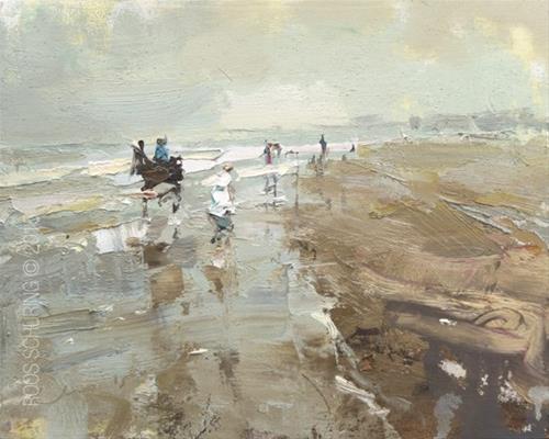 "Seascape Pleinair “Soft Morning Light and Horse”" original fine art by Roos Schuring "Seascape Pleinair “Soft Morning Light and Horse”" original fine art by Roos Schuring