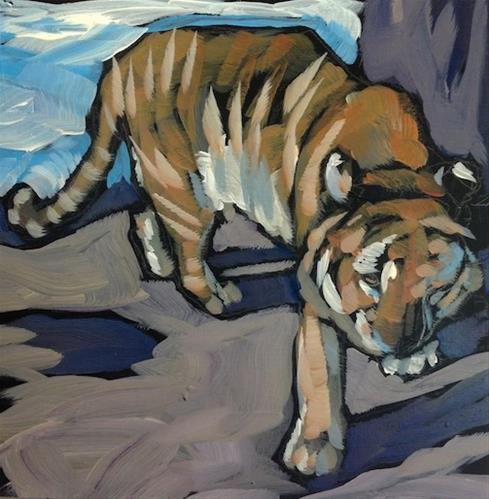 "Pacing Tiger" original fine art by Kat Corrigan "Pacing Tiger" original fine art by Kat Corrigan