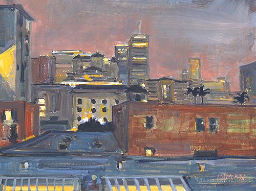 "Downtown Night, San Diego" original fine art by Kevin Inman "Downtown Night, San Diego" original fine art by Kevin Inman