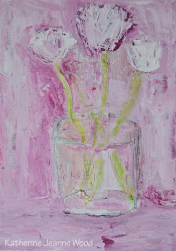 "Pink and white cottage chic floral painting No 147" original fine art by Katie Jeanne Wood "Pink and white cottage chic floral painting No 147" original fine art by Katie Jeanne Wood
