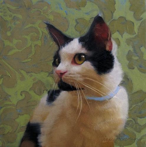 "Roger the contented indoor cat" original fine art by Diane Hoeptner "Roger the contented indoor cat" original fine art by Diane Hoeptner