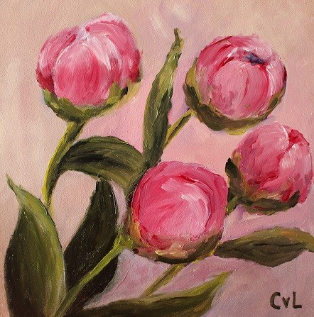 "Quattro peonies" original fine art by Conny van Leeuwen "Quattro peonies" original fine art by Conny van Leeuwen