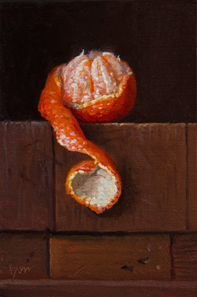 "Peeled Tangelo on Stacked Wood Blocks (+ Merton at Georgian Court)" original fine art by Abbey Ryan "Peeled Tangelo on Stacked Wood Blocks (+ Merton at Georgian Court)" original fine art by Abbey Ryan