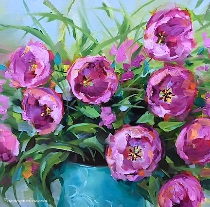 "Pink Blush Tulips, a New Video, and a Radio Interview - Flower Painting Classes and Workshops by Nan" original fine art by Nancy Medina "Pink Blush Tulips, a New Video, and a Radio Interview - Flower Painting Classes and Workshops by Nan" original fine art by Nancy Medina