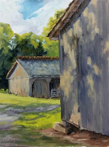 "Barns at Faust-en plein air" original fine art by Veronica Brown "Barns at Faust-en plein air" original fine art by Veronica Brown