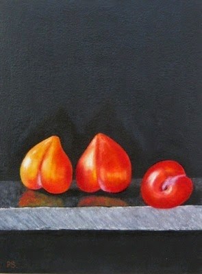 "Three Plums" original fine art by Pera Schillings "Three Plums" original fine art by Pera Schillings